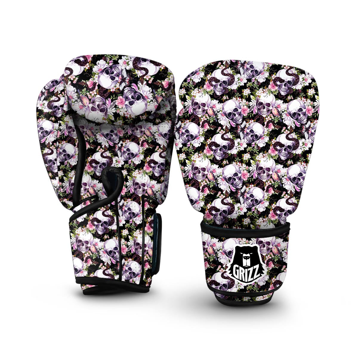 Snake Floral Skull Boxing Gloves-grizzshop