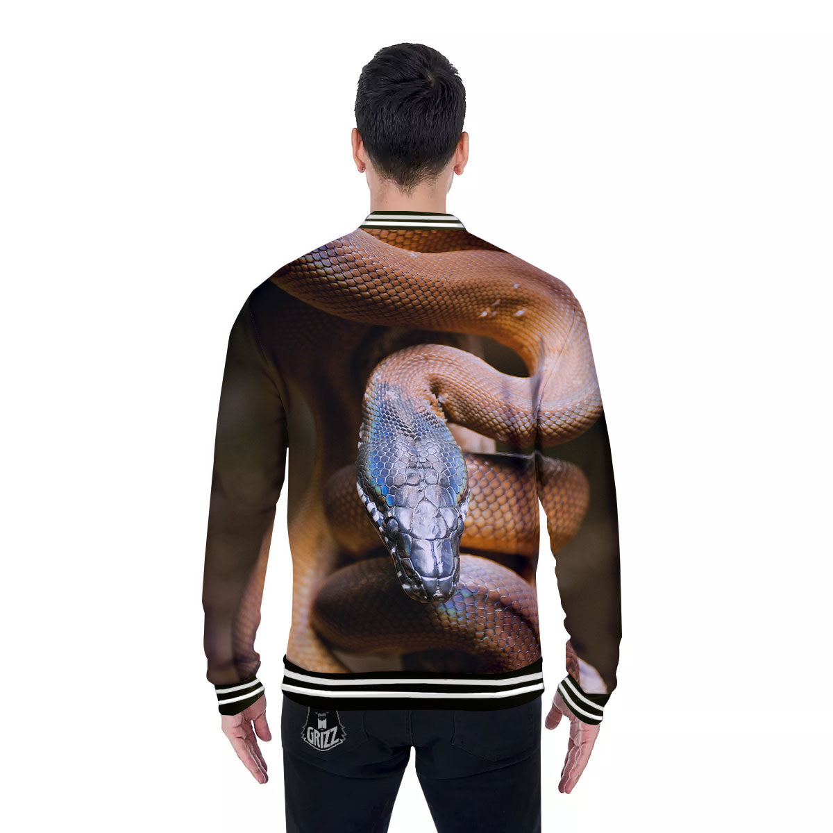 Snake Leiopython Print Baseball Jacket-grizzshop