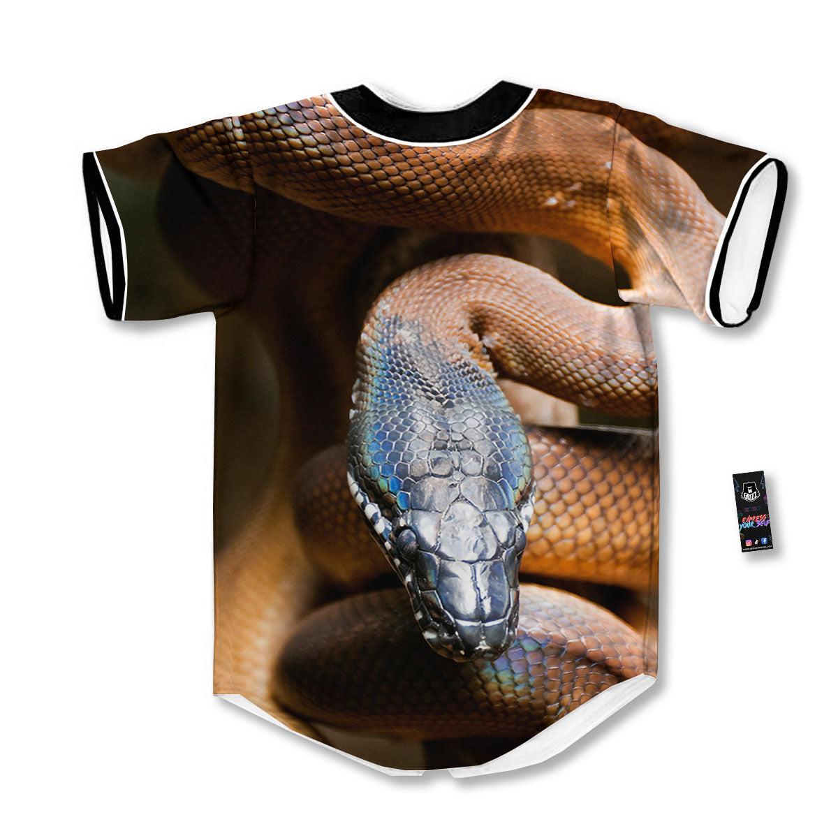 Snake Leiopython Print Baseball Jersey-grizzshop