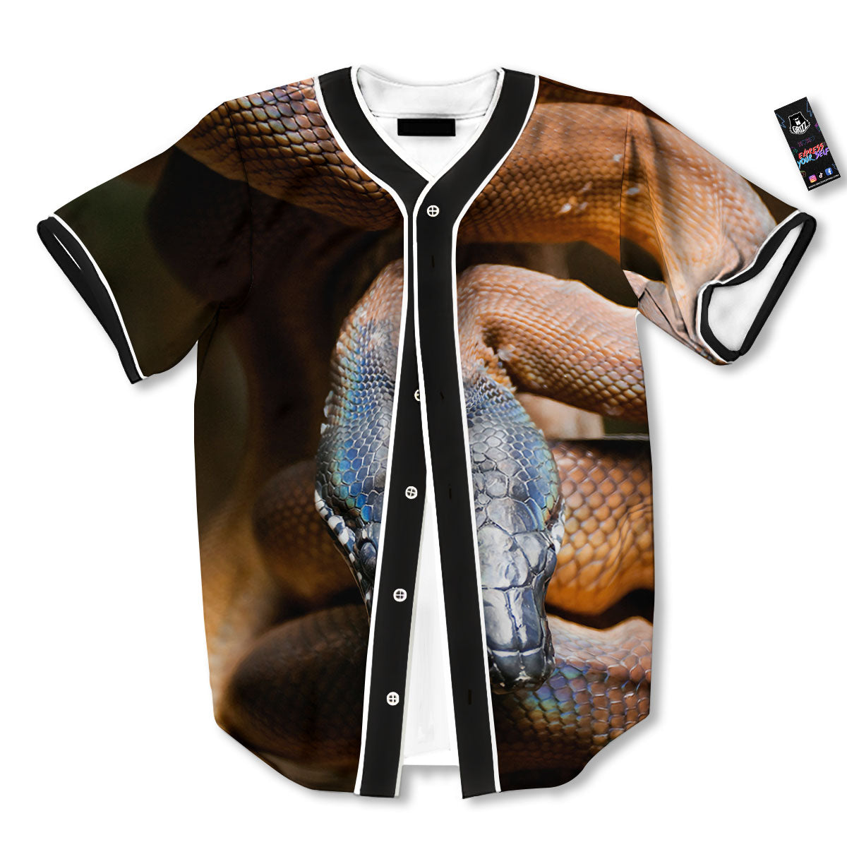 Snake Leiopython Print Baseball Jersey-grizzshop