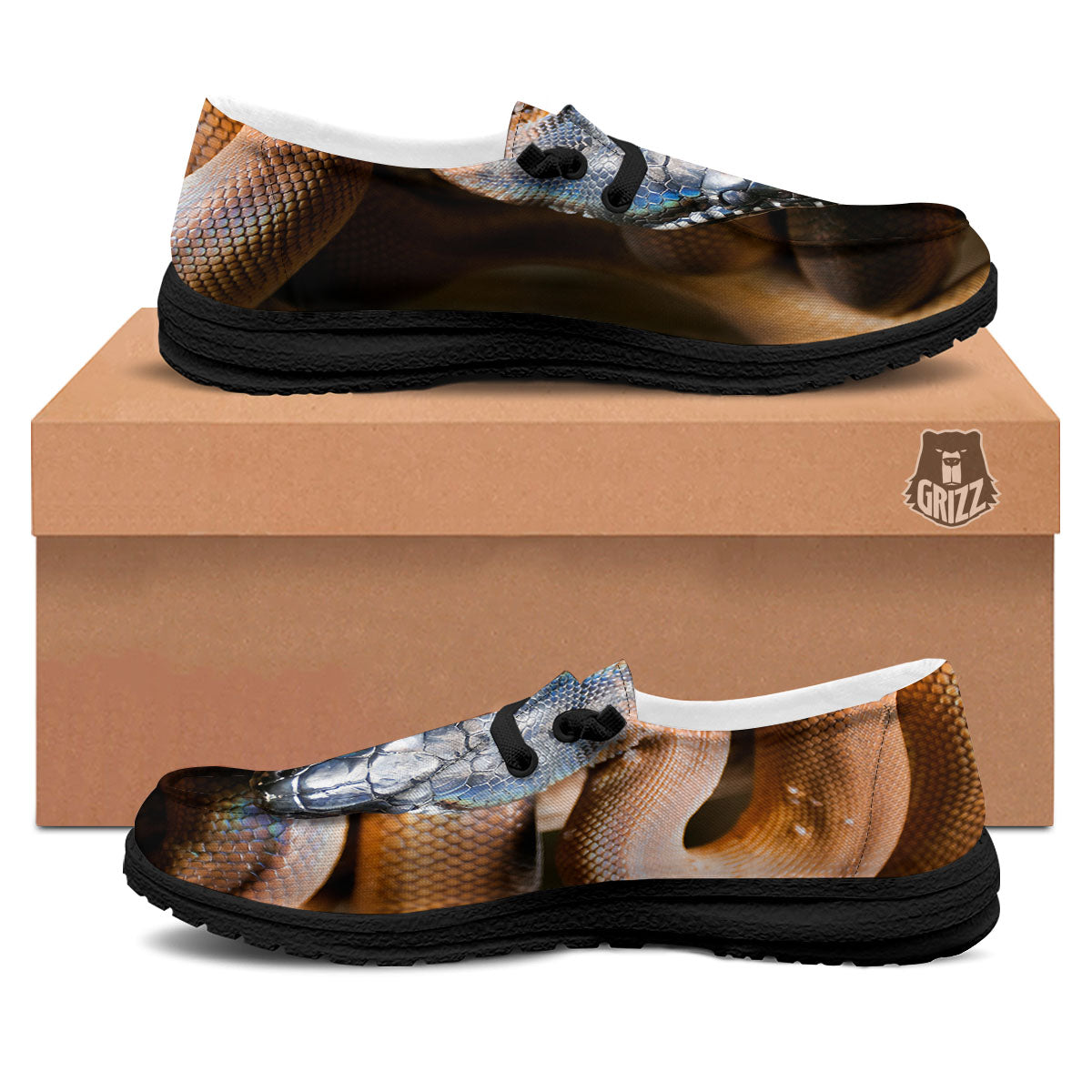 Snake Leiopython Print Black Loafers-grizzshop
