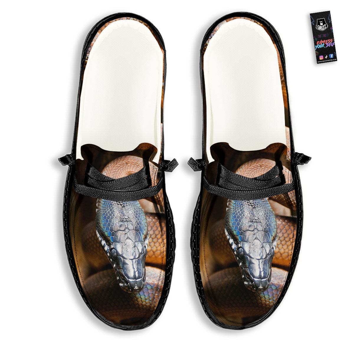 Snake Leiopython Print Black Loafers-grizzshop