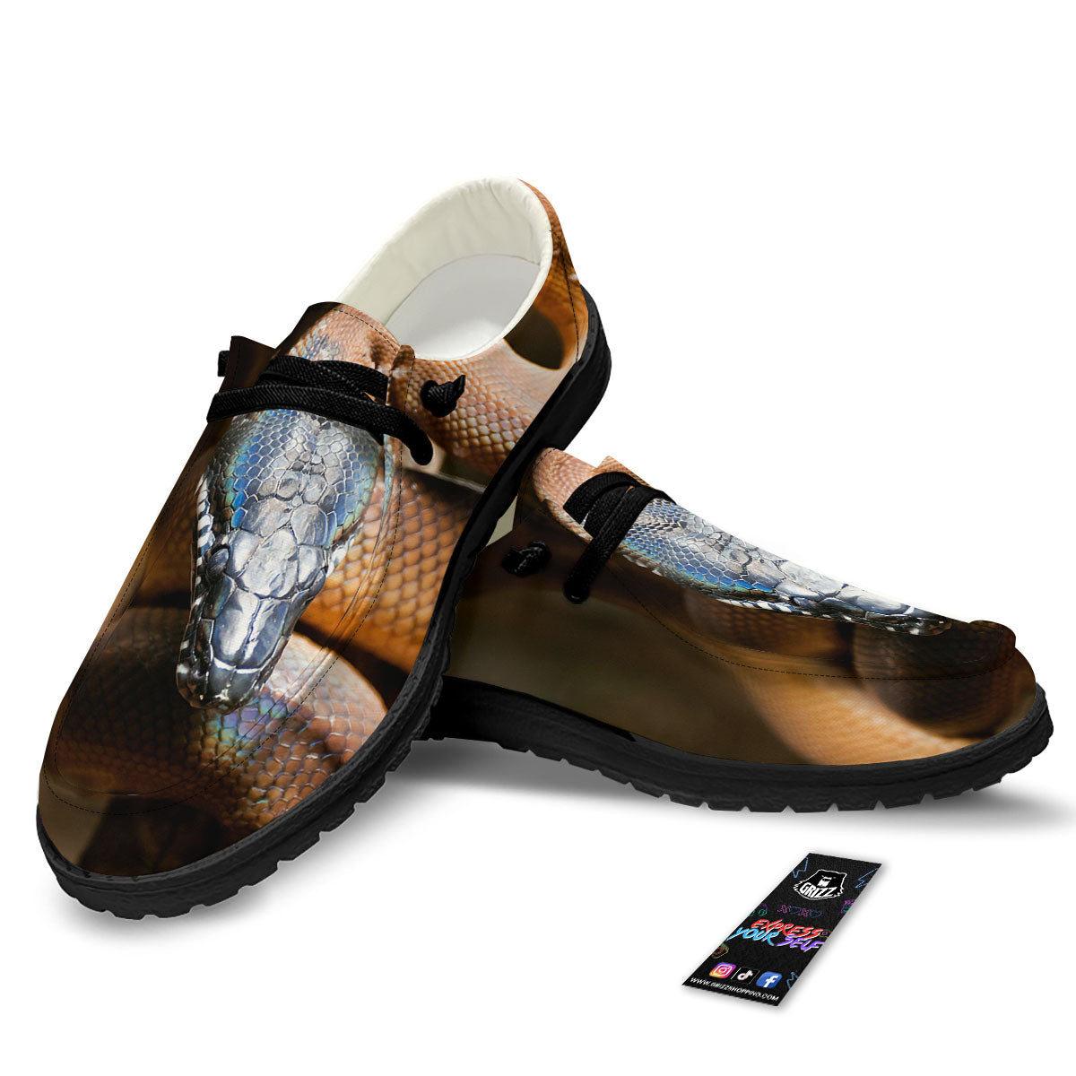 Snake Leiopython Print Black Loafers-grizzshop