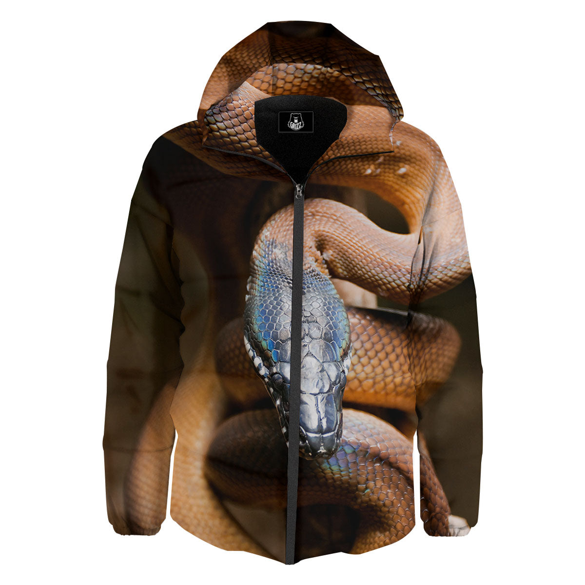 Snake Leiopython Print Down Jacket-grizzshop