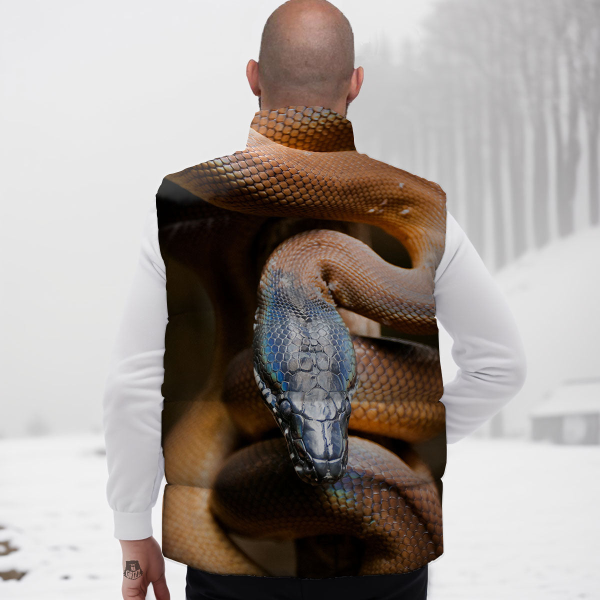 Snake Leiopython Print Down Vest