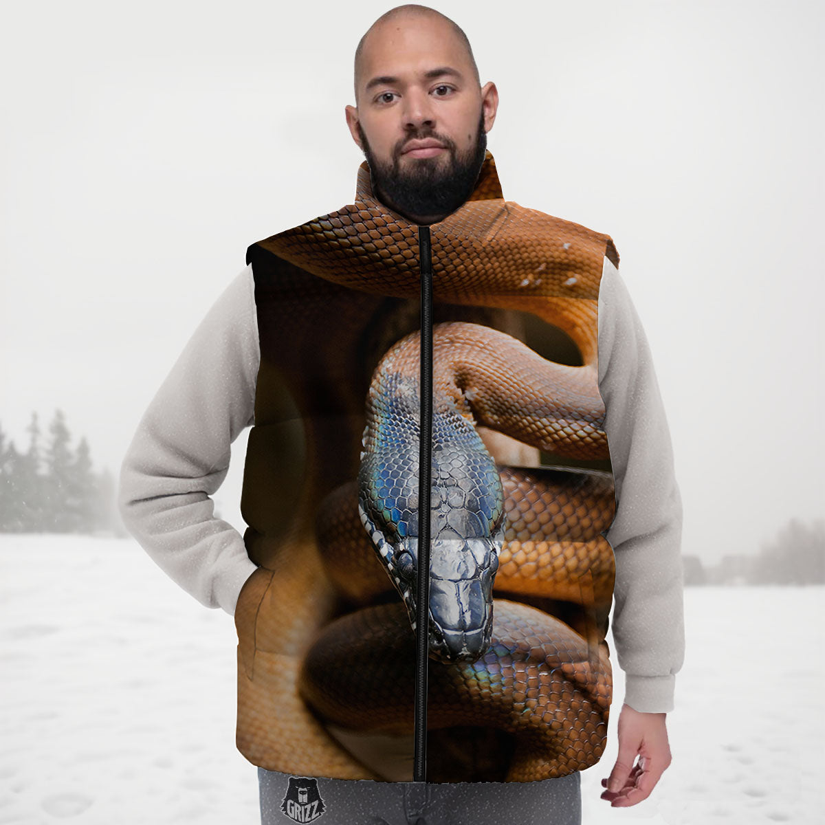 Snake Leiopython Print Down Vest