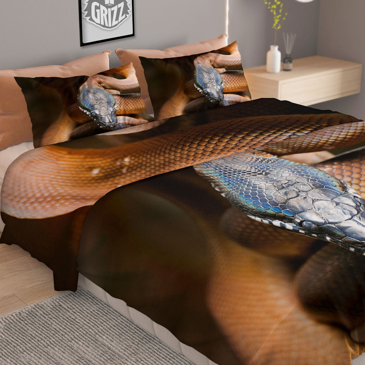 Snake Leiopython Print Duvet Cover Bedding Set
