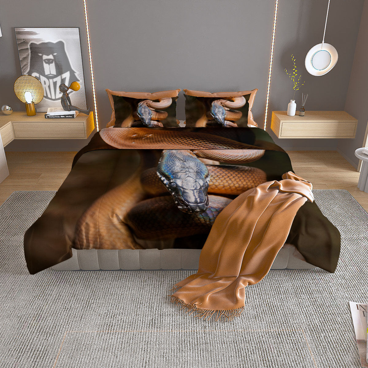 Snake Leiopython Print Duvet Cover Bedding Set