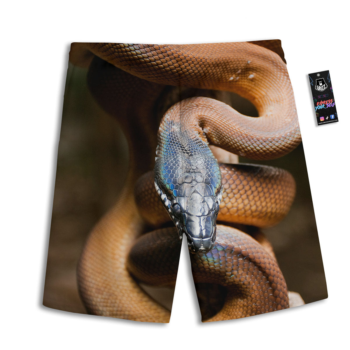 Snake Leiopython Print Men's Athletic Shorts