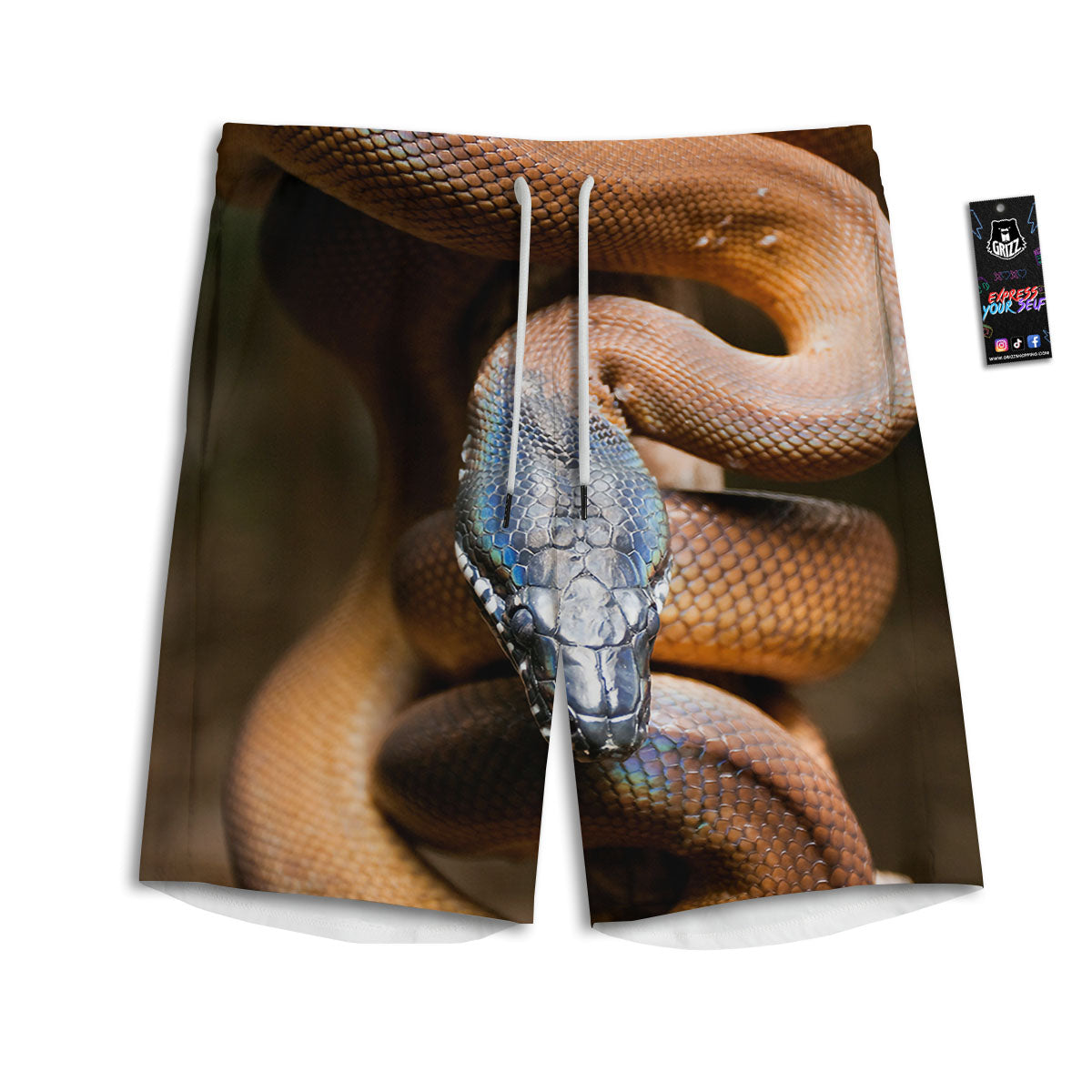 Snake Leiopython Print Men's Athletic Shorts