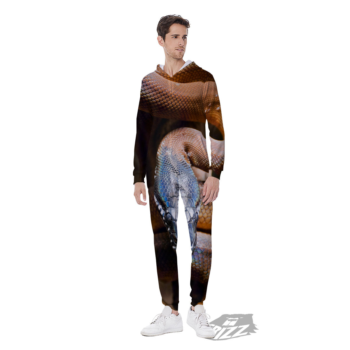 Snake Leiopython Print Men's Jumpsuit-grizzshop
