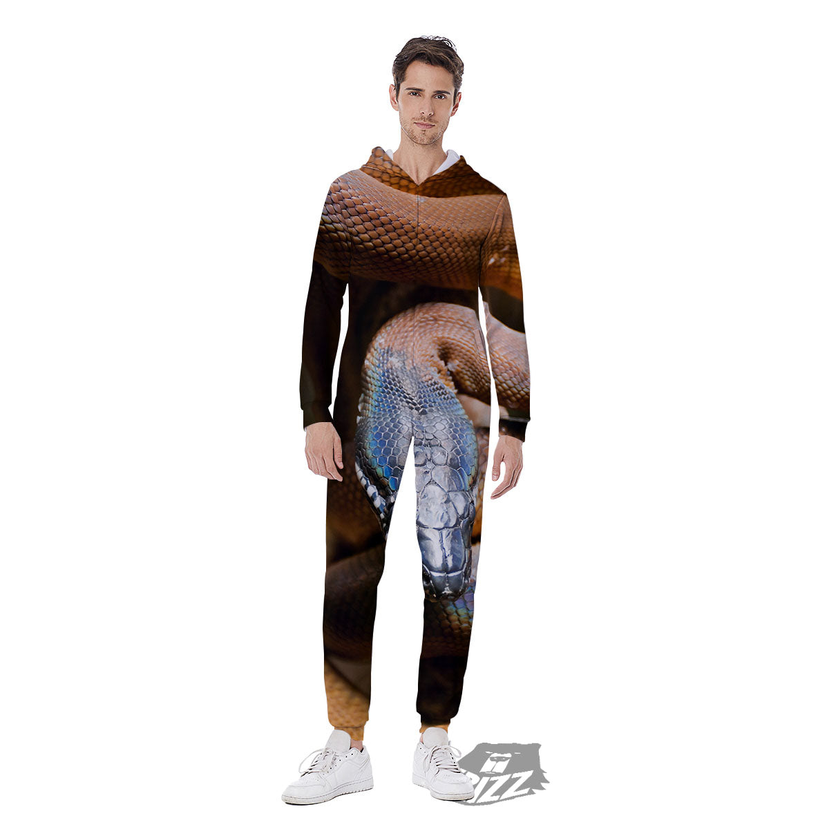 Snake Leiopython Print Men's Jumpsuit-grizzshop