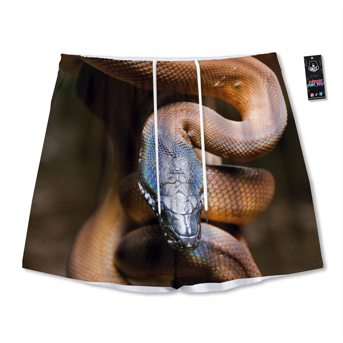 Snake Leiopython Print Mesh Shorts