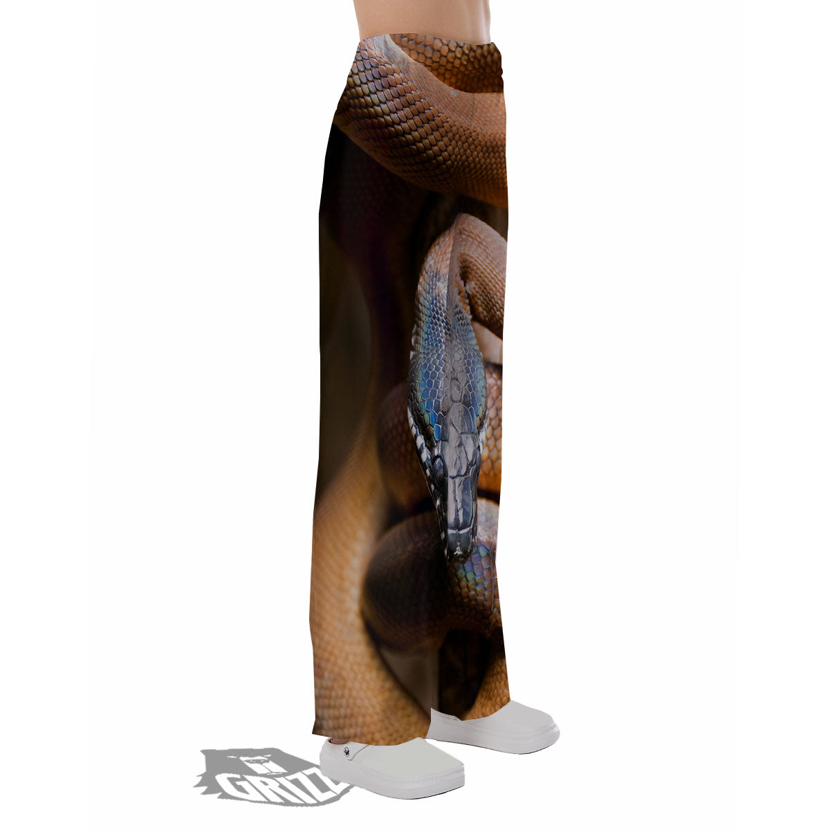 Snake Leiopython Print Pajama Pants-grizzshop