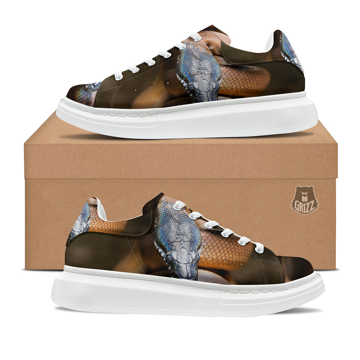 Snake Leiopython Print Platform Shoes-grizzshop