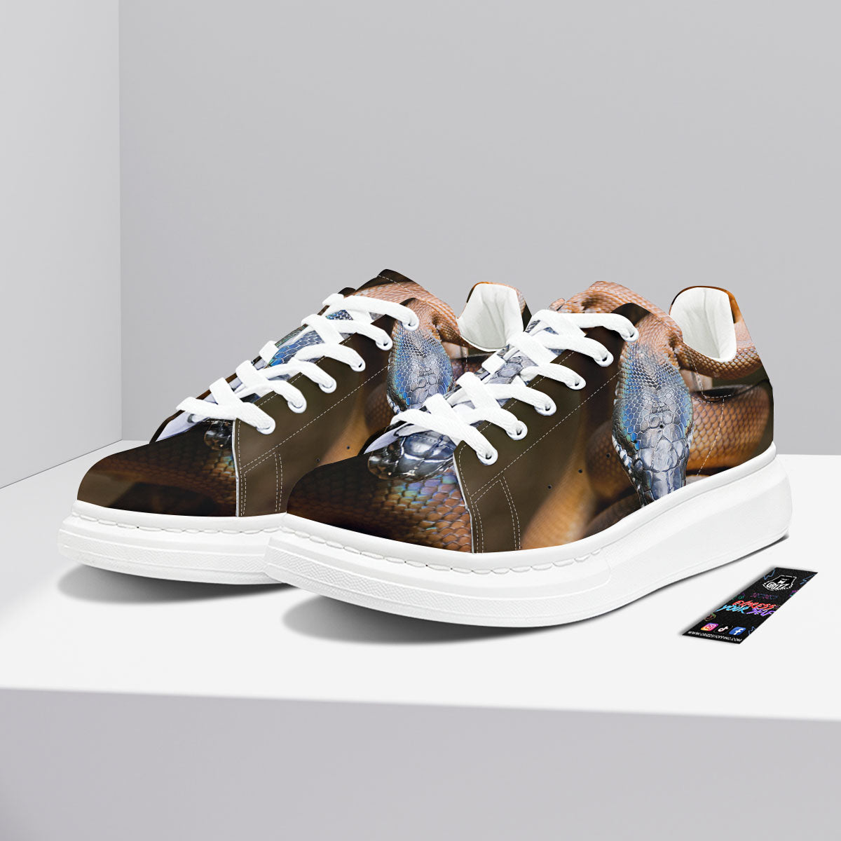 Snake Leiopython Print Platform Shoes-grizzshop