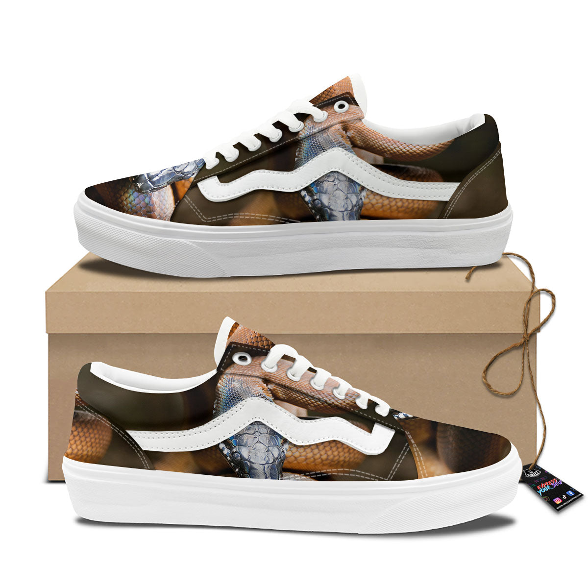 Snake Leiopython Print Skate Shoes-grizzshop