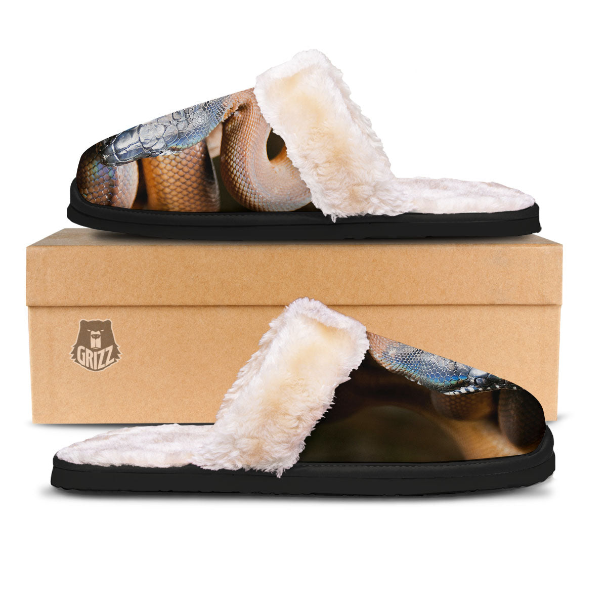 Snake Leiopython Print Slippers-grizzshop