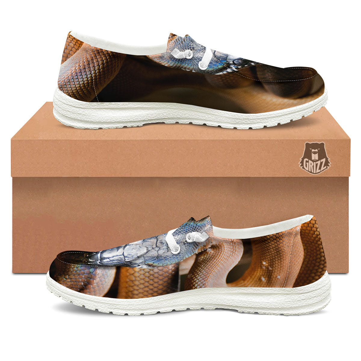 Snake Leiopython Print White Loafers-grizzshop