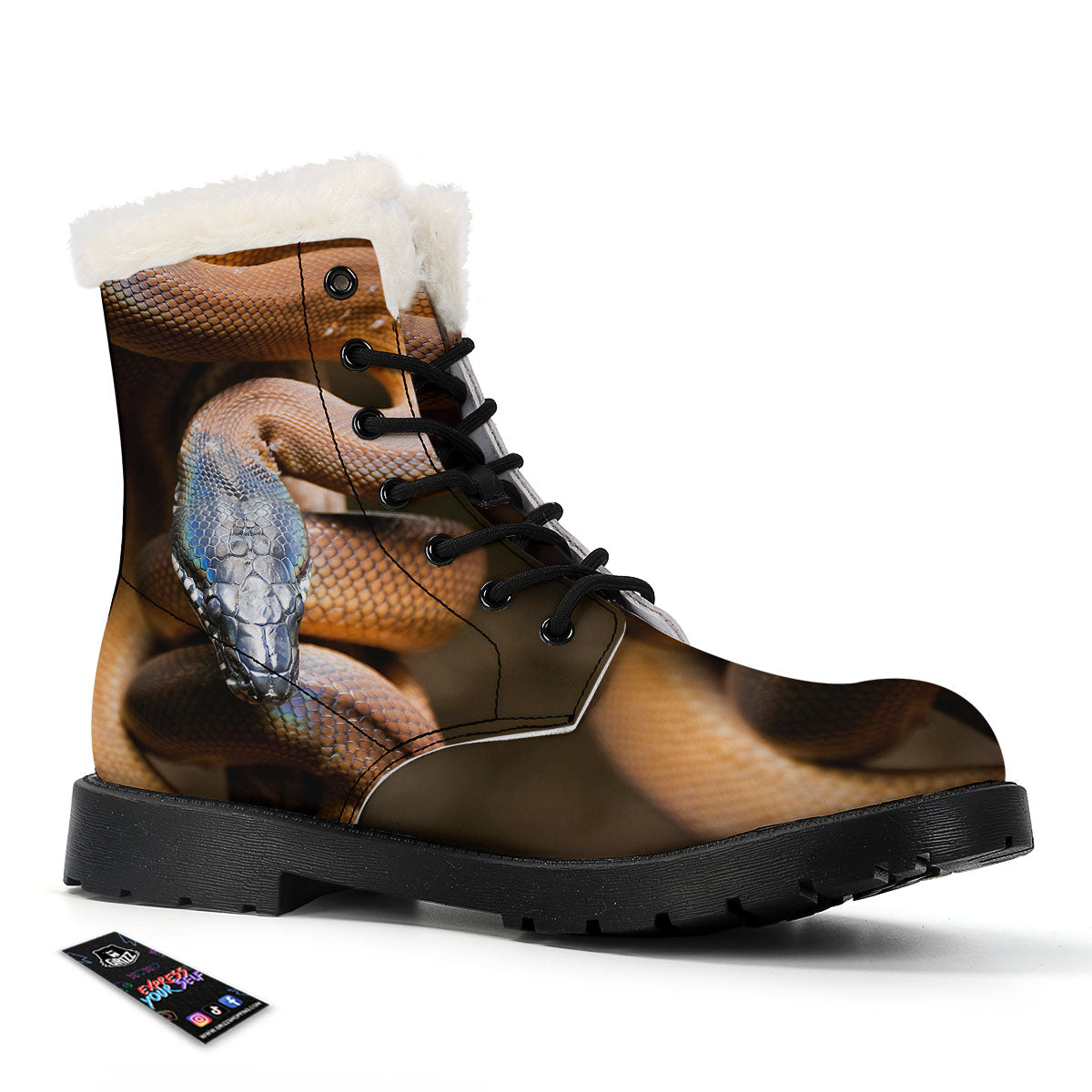 Snake Leiopython Print Winter Boots-grizzshop