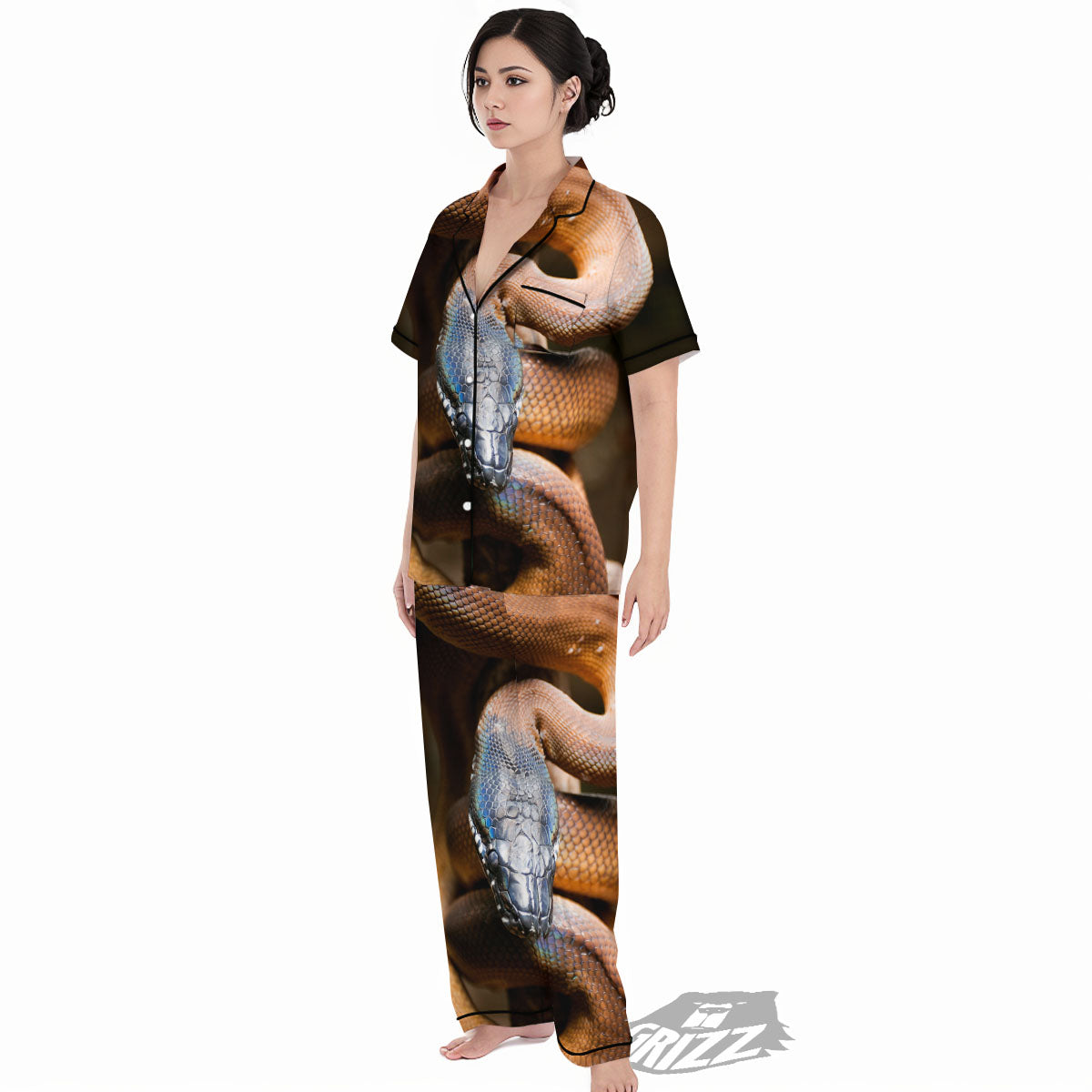 Snake Leiopython Print Women's Pajamas Set-grizzshop