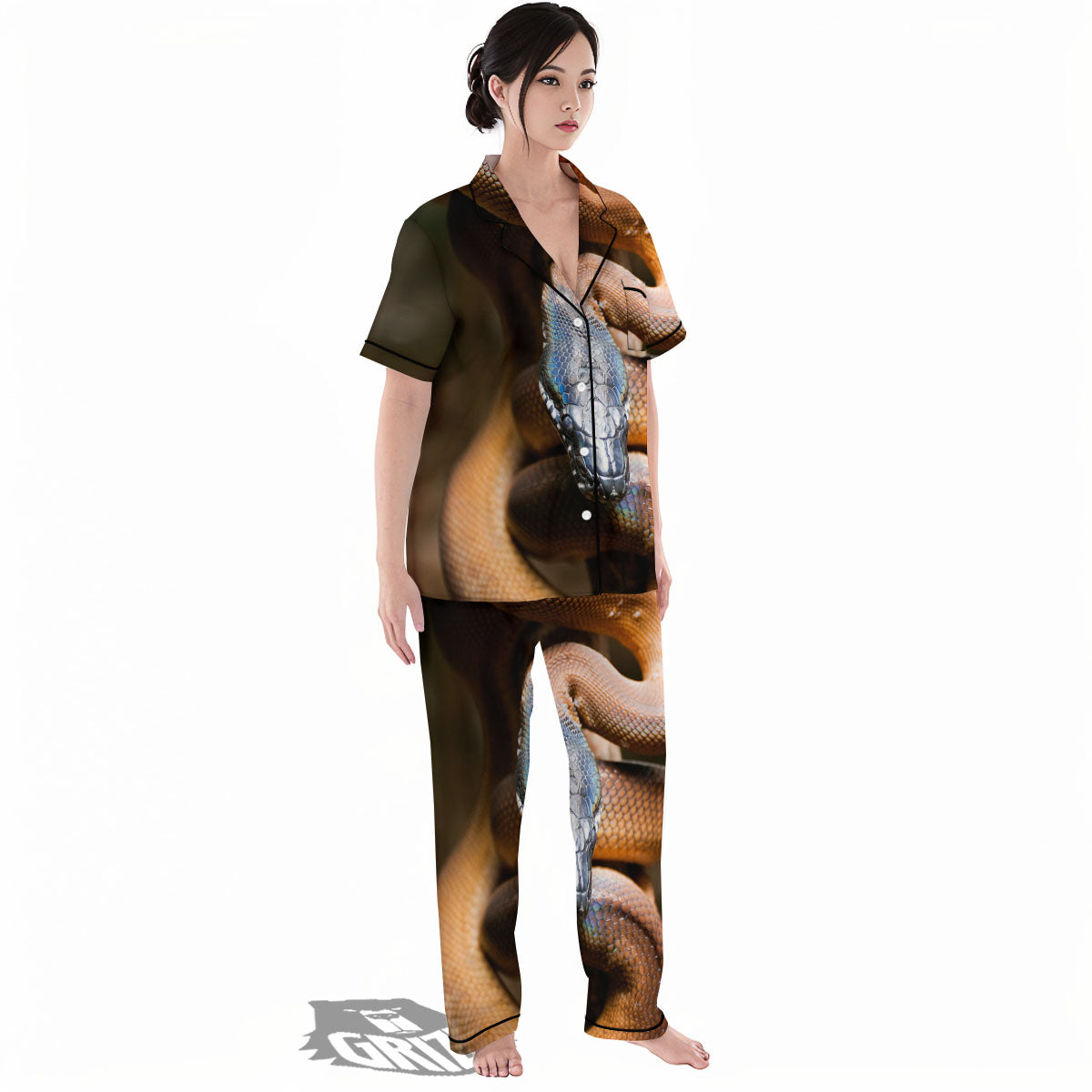 Snake Leiopython Print Women's Pajamas Set-grizzshop