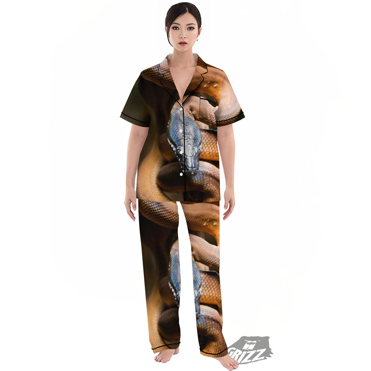 Snake Leiopython Print Women's Pajamas Set-grizzshop