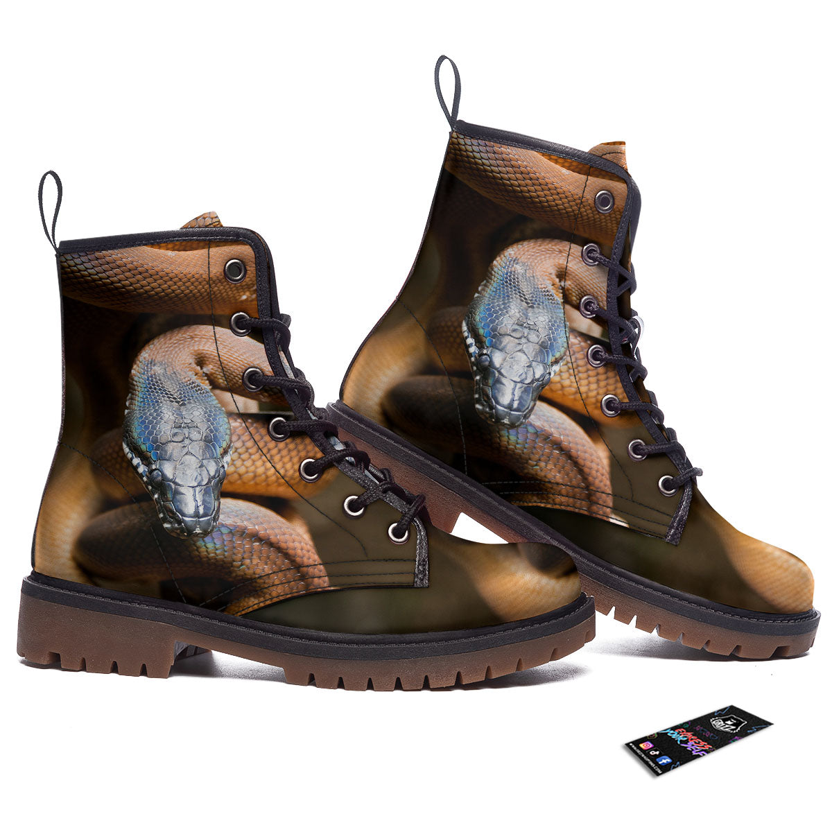 Snake Leiopython Print Work Boots-grizzshop