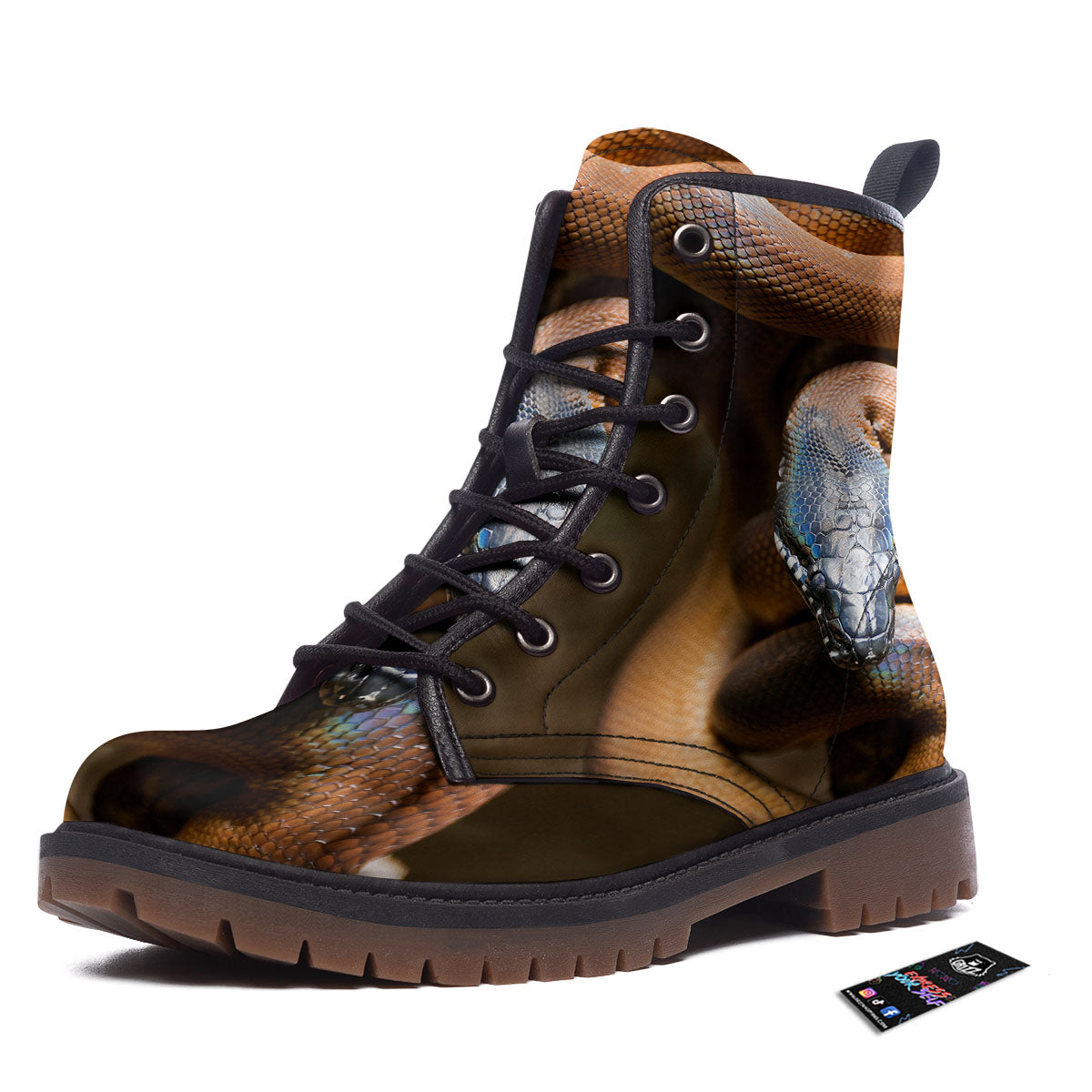 Snake Leiopython Print Work Boots-grizzshop