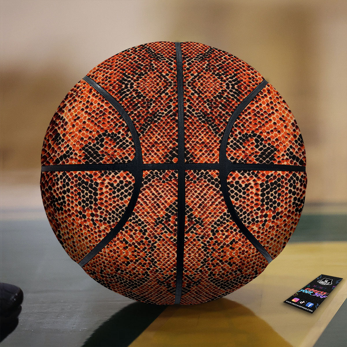 Snake Orange Print Pattern Basketball-grizzshop