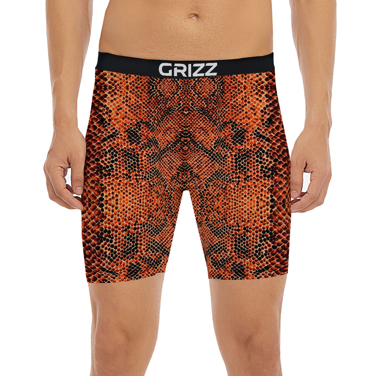 Snake Orange Print Pattern Boxer Briefs-grizzshop