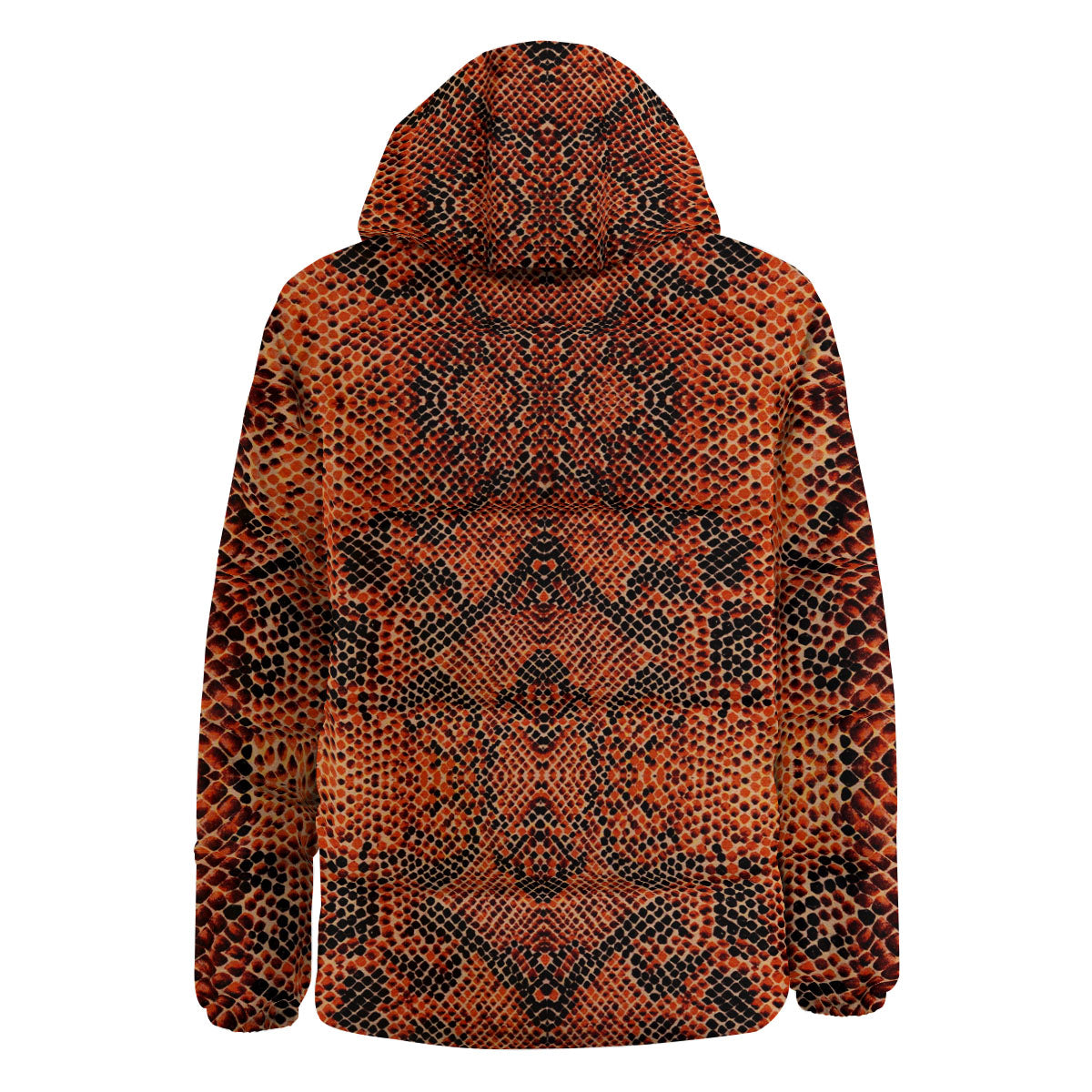 Snake Orange Print Pattern Down Jacket-grizzshop