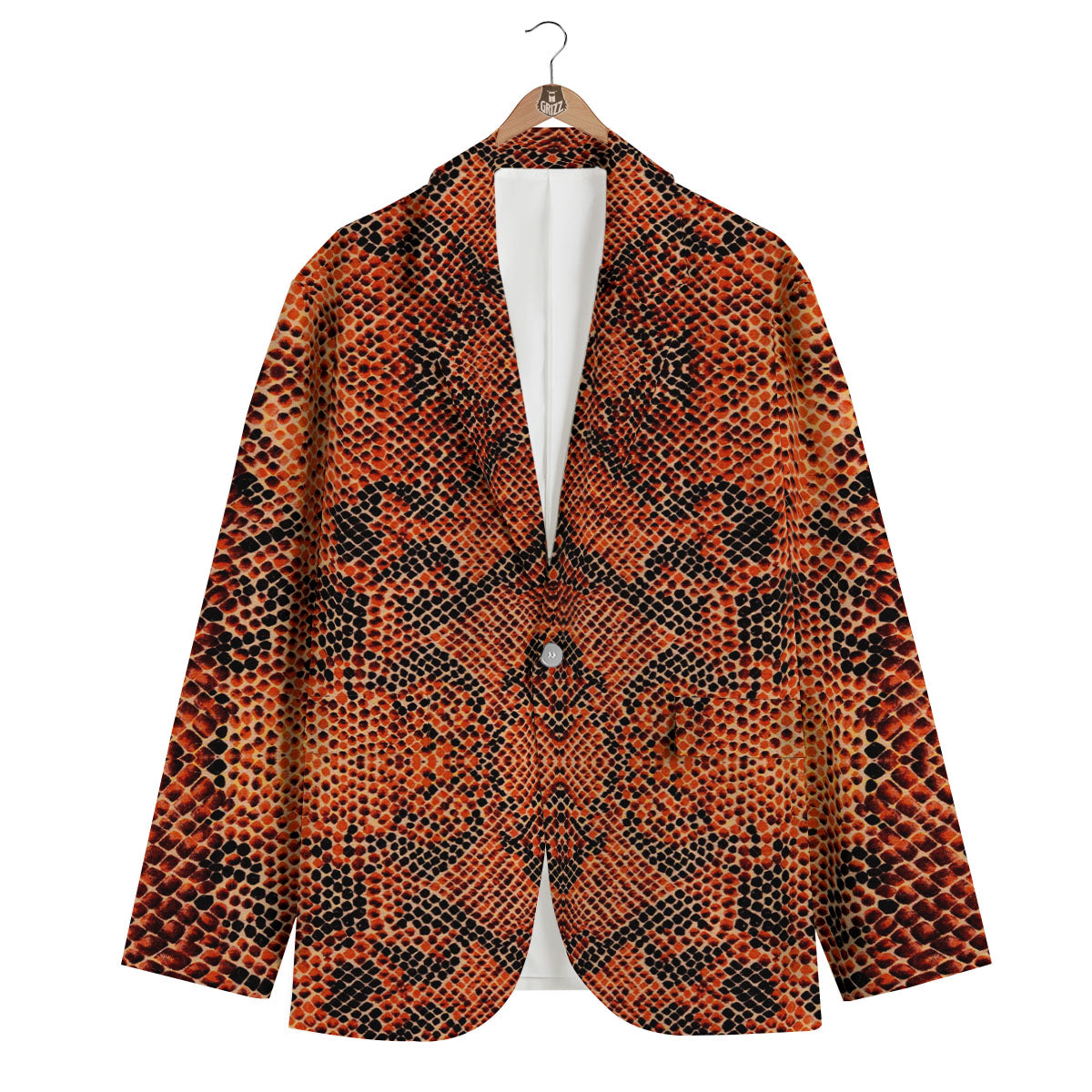Snake Orange Print Pattern Men's Blazer-grizzshop