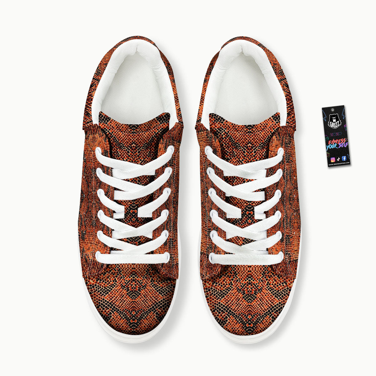 Snake Orange Print Pattern Platform Shoes-grizzshop