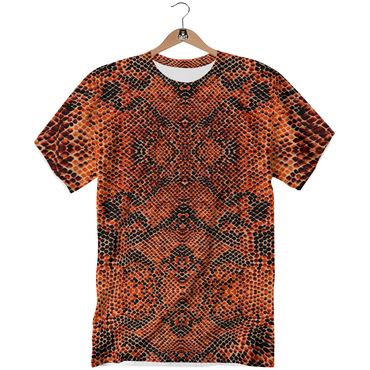 Snake Orange Print Pattern T-Shirt-grizzshop