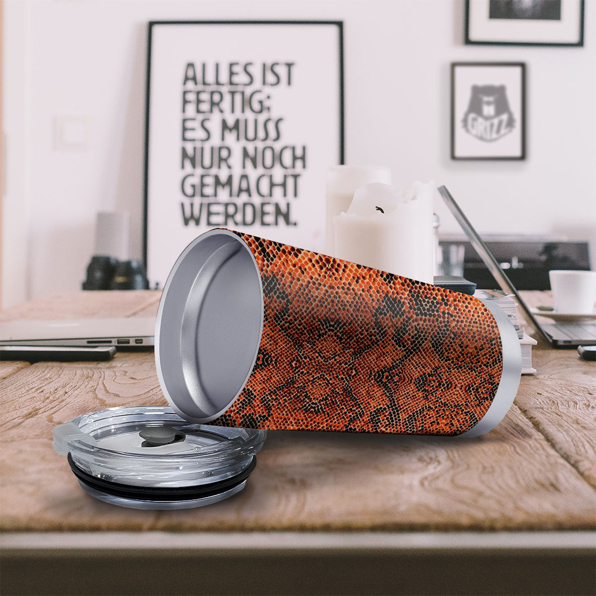 Snake Orange Print Pattern Tumbler-grizzshop