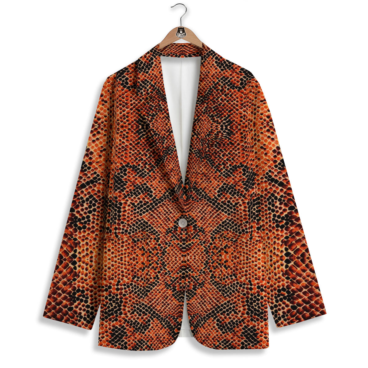 Snake Orange Print Pattern Women's Blazer-grizzshop