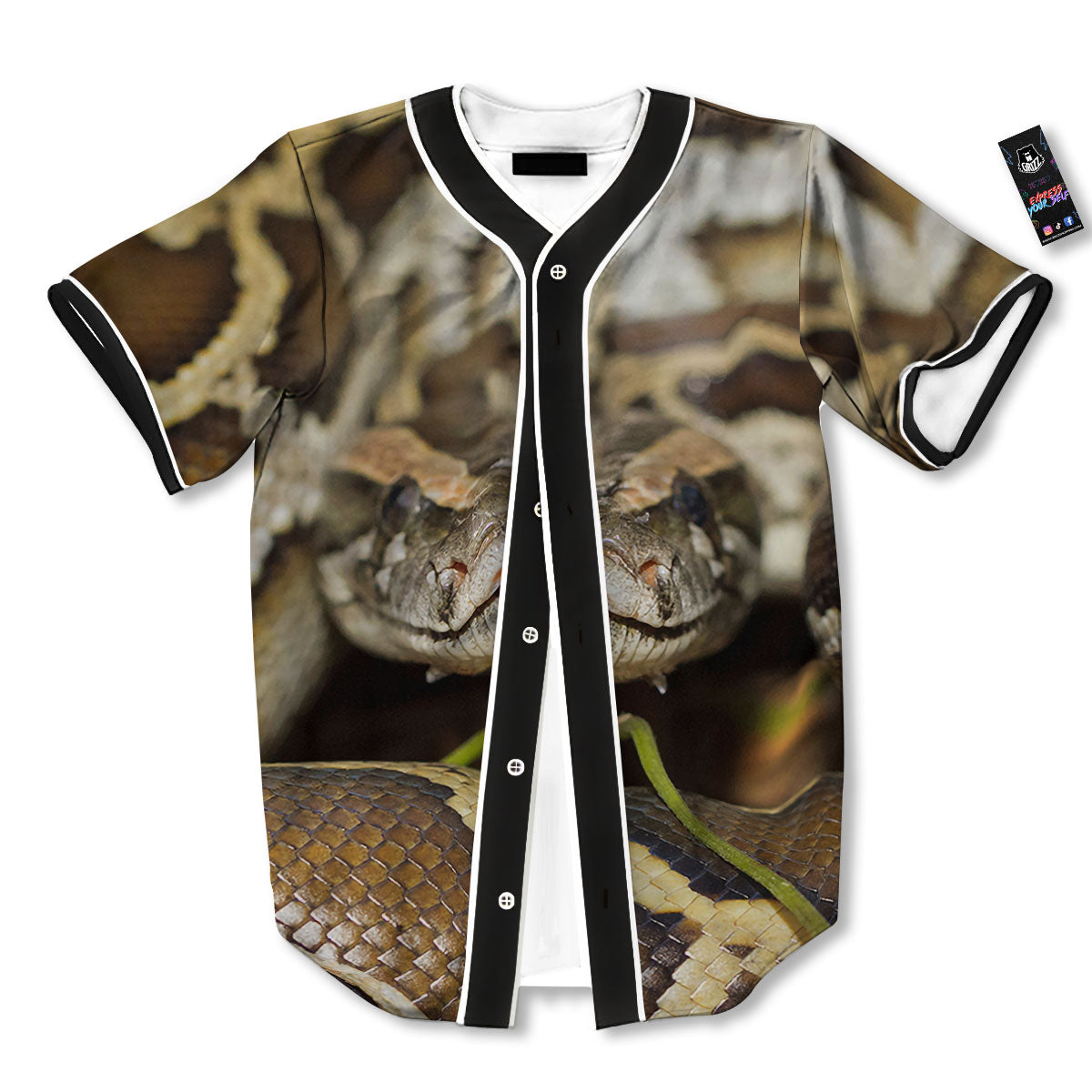 Snake Python Print Baseball Jersey-grizzshop