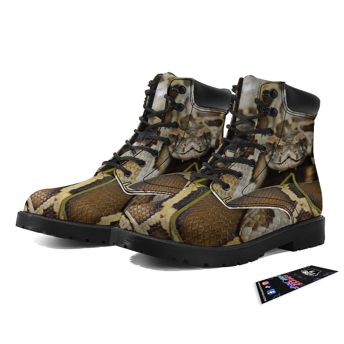 Snake Python Print Boots-grizzshop