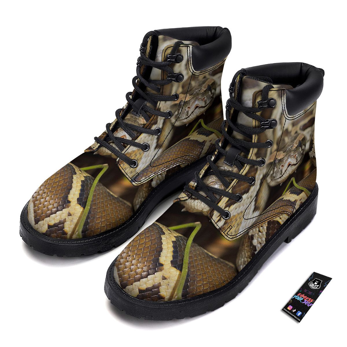 Snake Python Print Boots-grizzshop