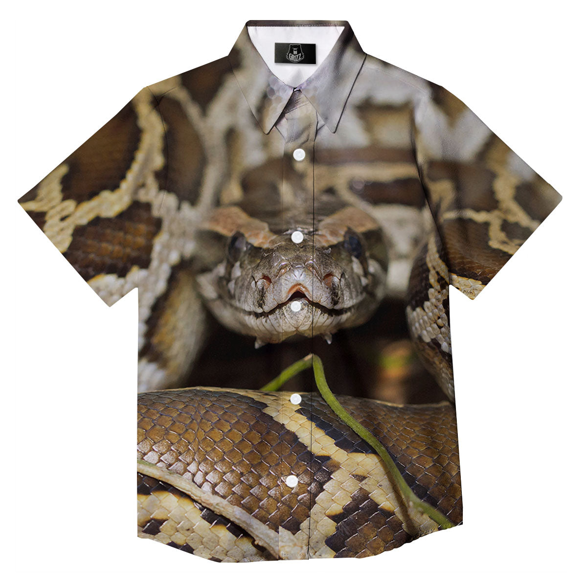 Snake Python Print Button Up Shirt-grizzshop