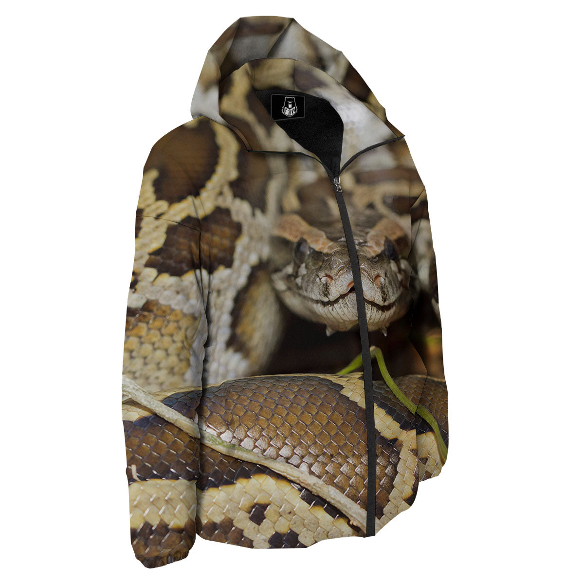 Snake Python Print Down Jacket-grizzshop