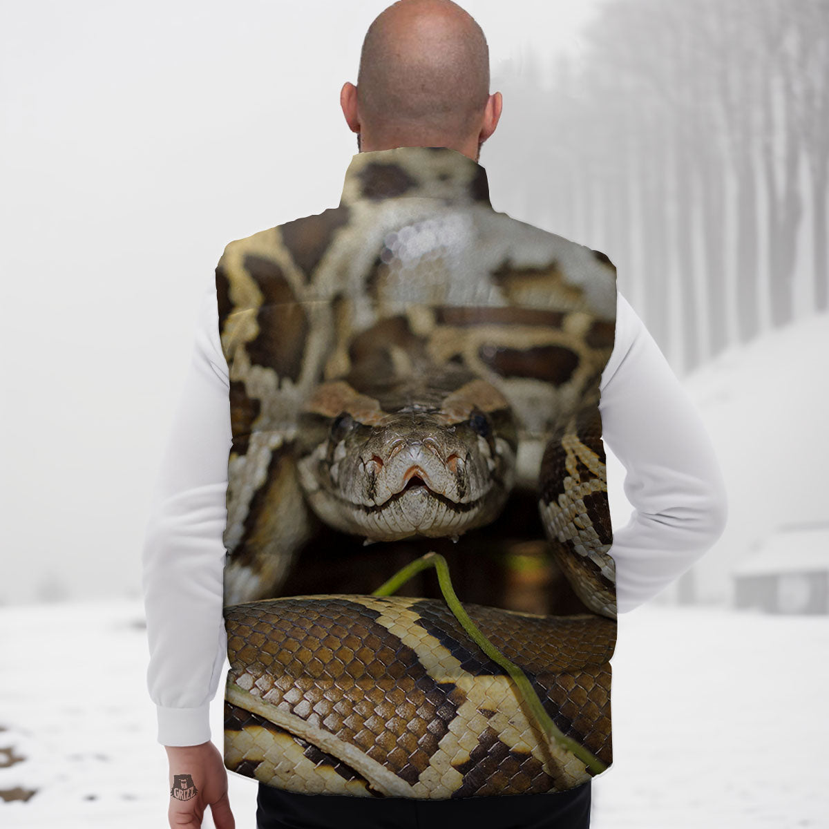Snake Python Print Down Vest