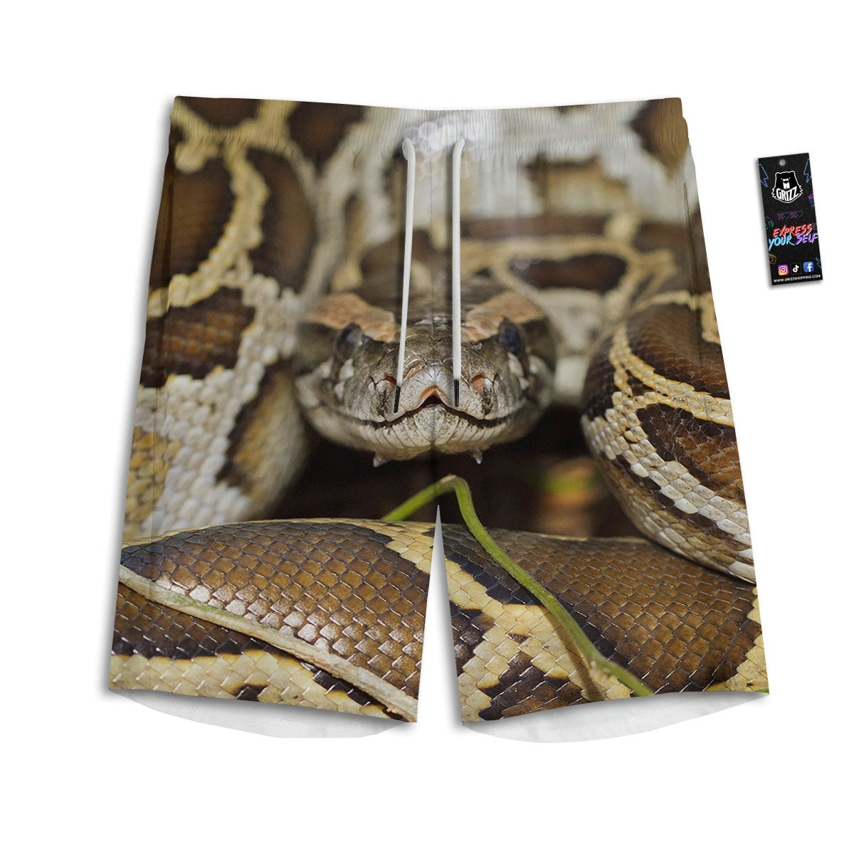 Snake Python Print Men's Athletic Shorts