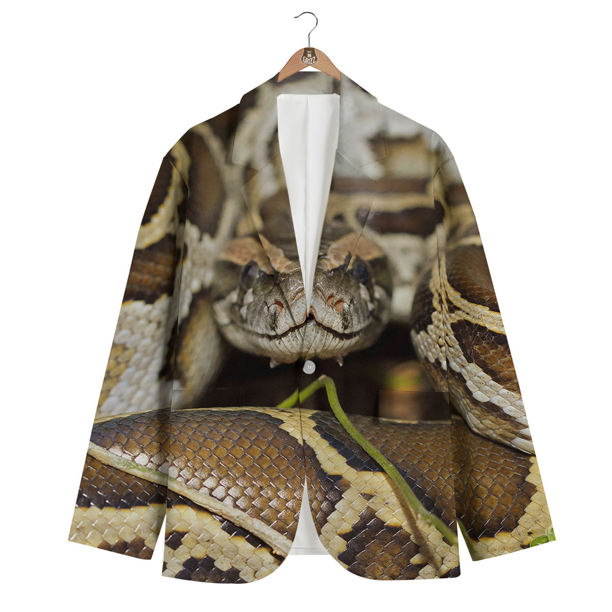 Snake Python Print Men's Blazer-grizzshop