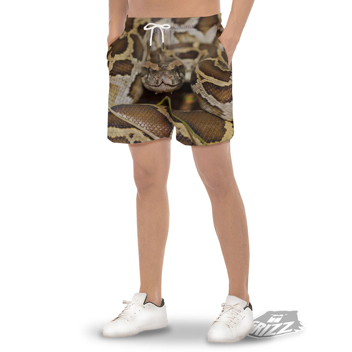 Snake Python Print Men's Gym Shorts-grizzshop