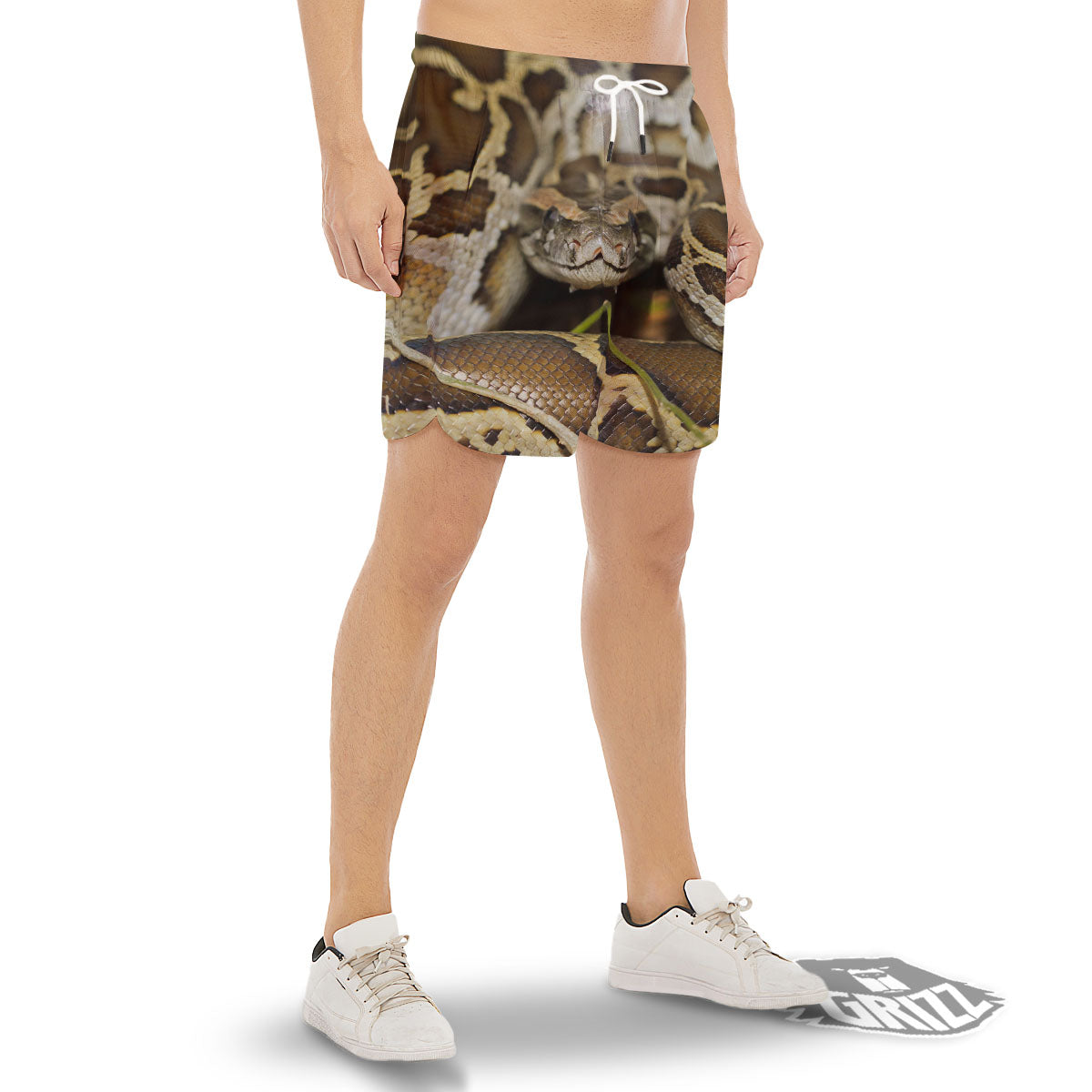 Snake Python Print Men's Gym Shorts-grizzshop