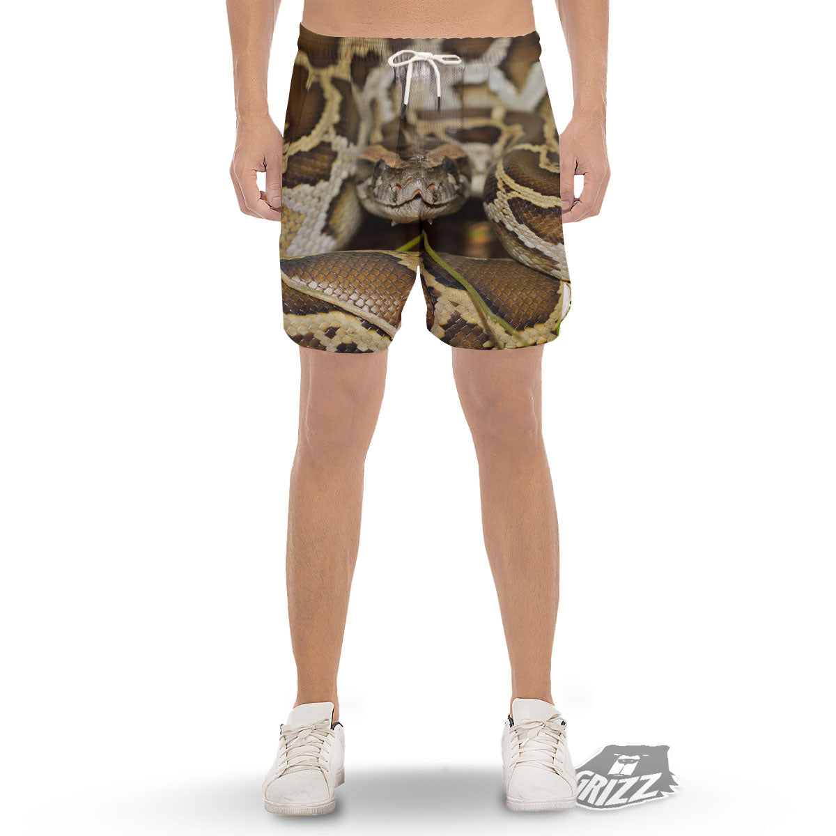 Snake Python Print Men's Gym Shorts-grizzshop