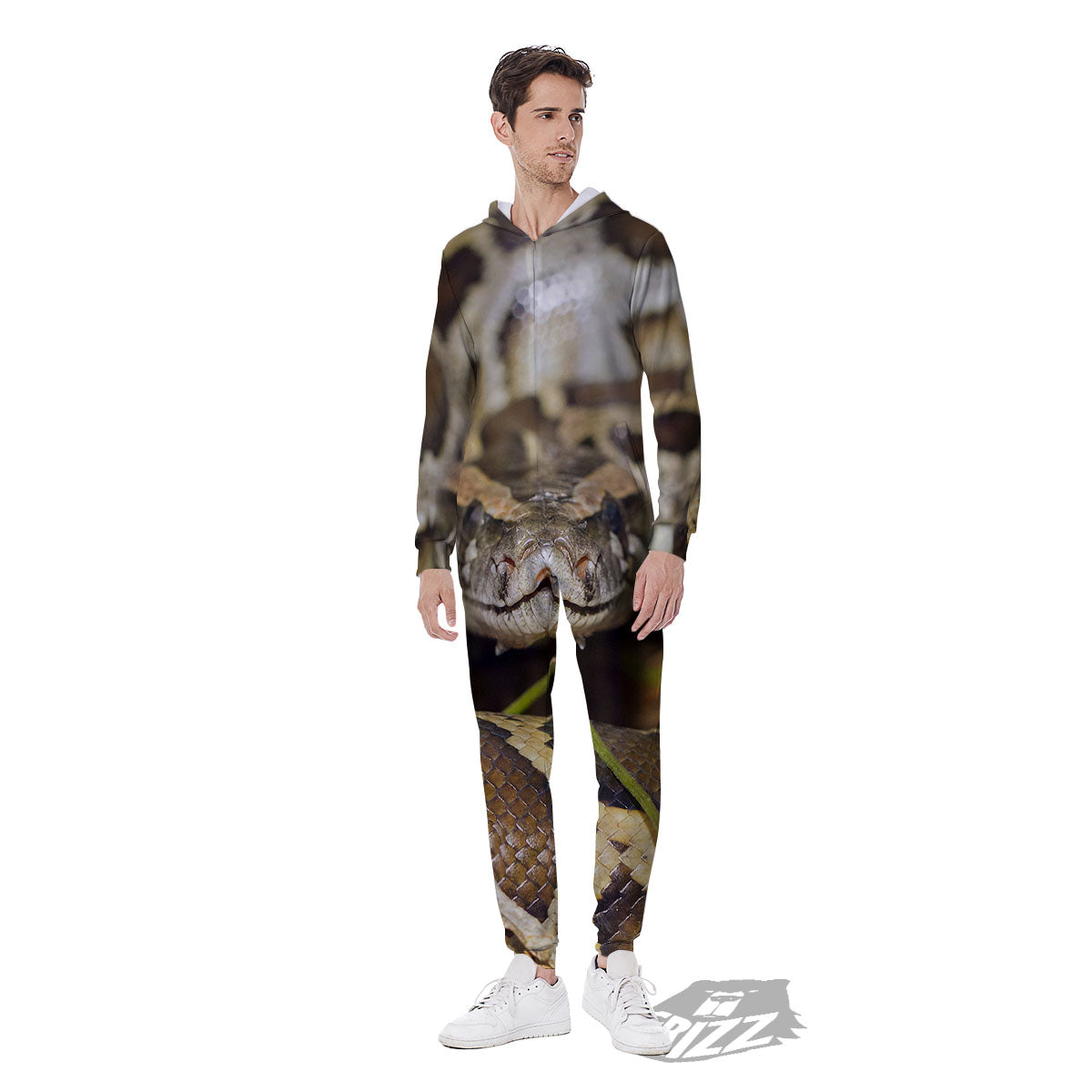 Snake Python Print Men's Jumpsuit-grizzshop