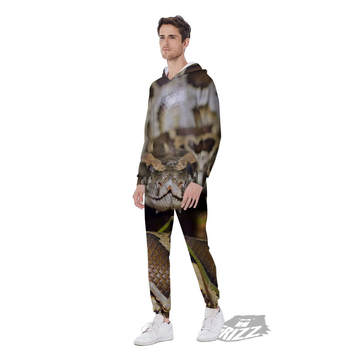 Snake Python Print Men's Jumpsuit-grizzshop